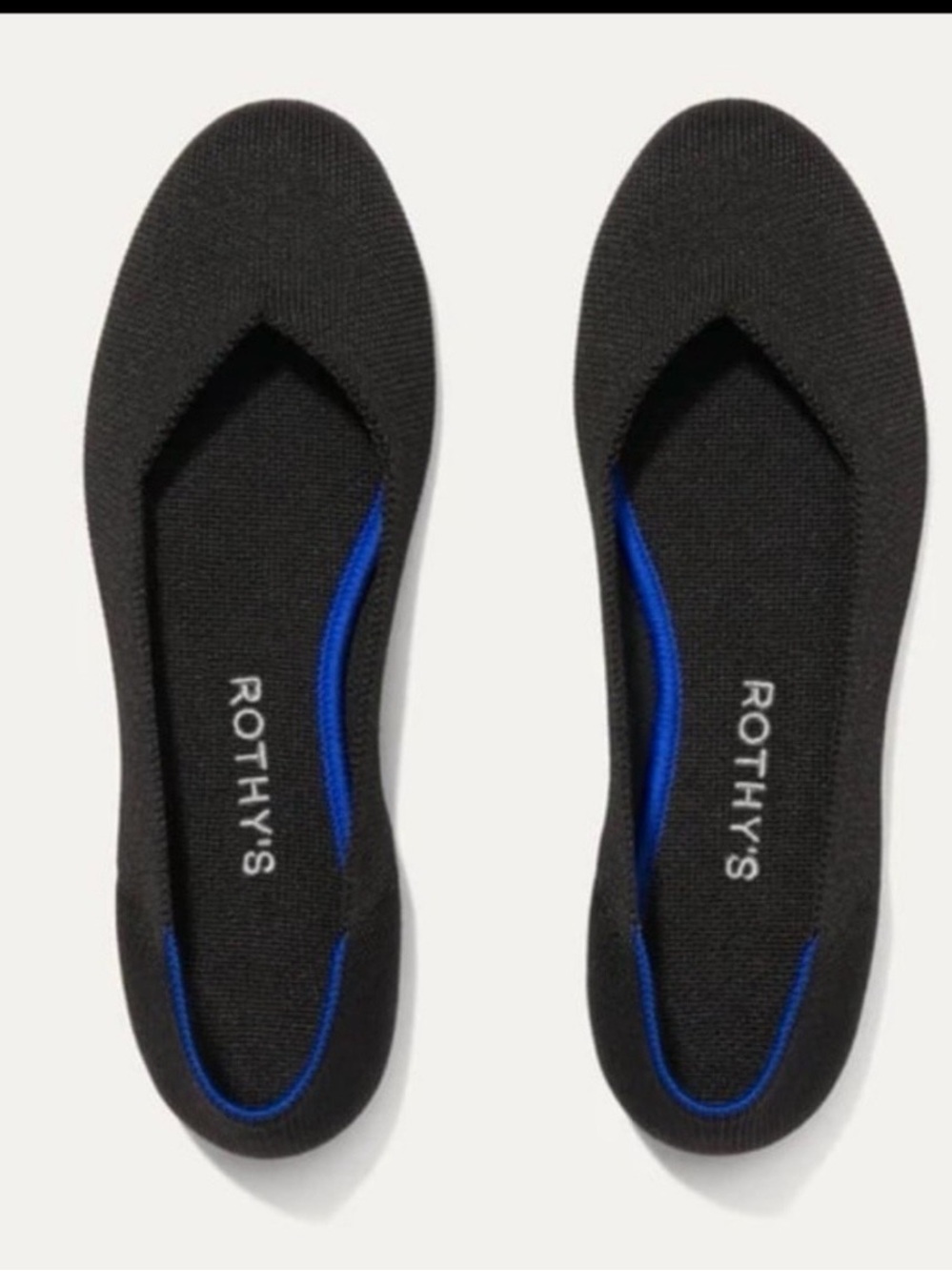 Rothy's Black Flats with Blue Trim